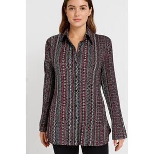 NEW Apt. 9 multi colored stretch button up bell sleeve flare plus size blouse